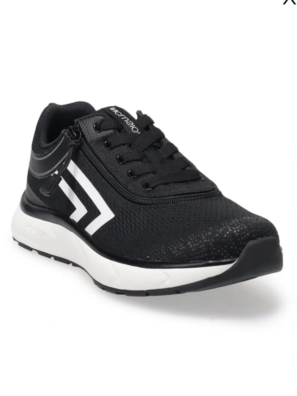 Billy Sport Inclusion Black White 2Stripe Zip Lace Adaptive 9.5 W Sneakers NIB